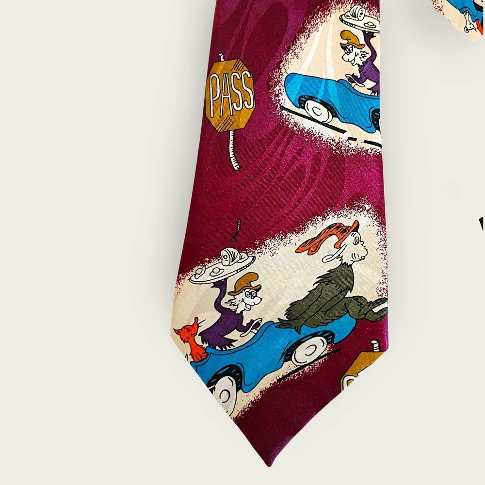 Vintage Lord & Paul Silk Tie Italian Dr Seuss‎ Cartoon Police Stop Y2K Humor